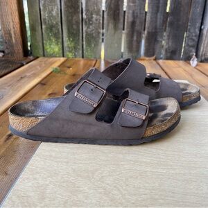 Birkenstock Unisex Arizona Birkibuc 2 Strap Slide Sandals In Mocha Sz 40 EU